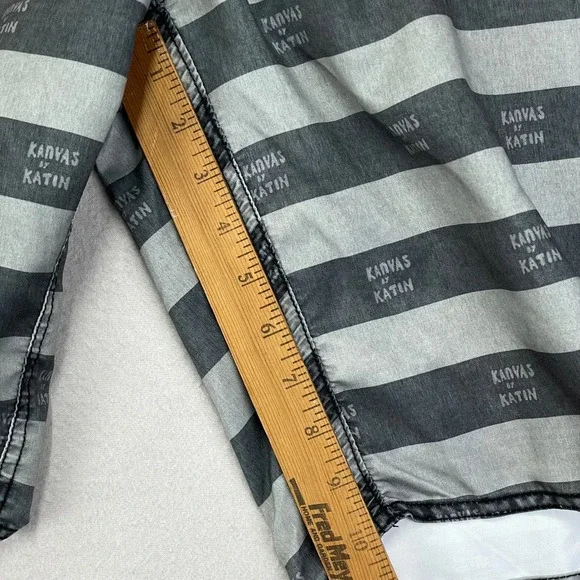 VTG Kanvas by Katin Boardshorts Mens 38 Grey Striped Baggy Loose Long 23" Surf